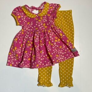 Pink and mustard yellow acorn top with pants